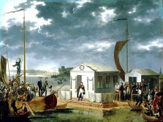 Встреча Александра I и Наполеона на Немане в Тильзите 7 июля 1807 года