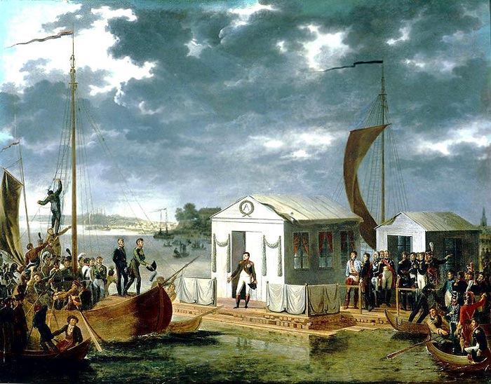 Встреча Александра I и Наполеона на Немане в Тильзите 7 июля 1807 года