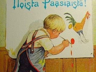 Финская старинная открытка на пасхальную тематику.