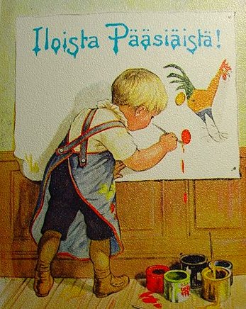 Финская старинная открытка на пасхальную тематику.