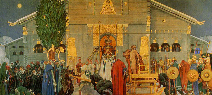 "Жертвоприношение в Уппсале, в день зимнего солнцестояния" (Carl Larsson, 1915)